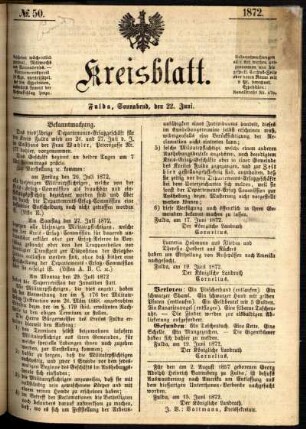 Ausgabe vom Samstag, den 22. Juni 1872.