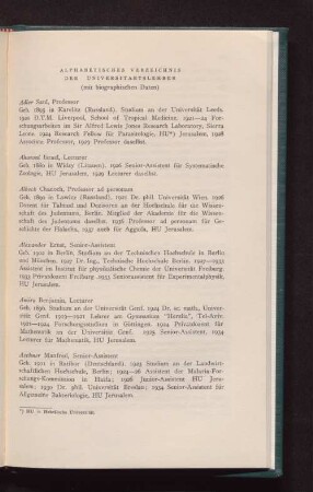 Alphabetisches Verzeichnis der Universitätslehrer