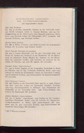 Alphabetisches Verzeichnis der Universitätslehrer