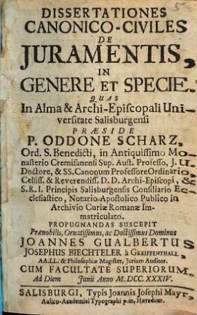 Dissertationes Canonico-Civiles De Juramentis, In Genere Et Specie