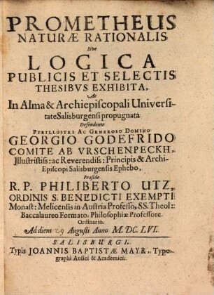 Prometheus naturae rationalis, s. logicae