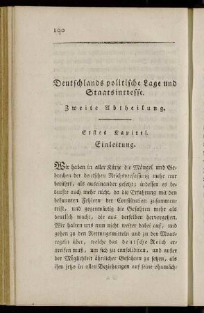Deutschlands politische Lage und Staatsinteresse. Zweite Abtheilung