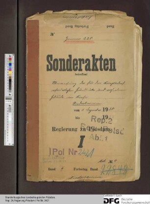 Überweisung der für den Kriegsbedarf erforderlichen Grundstücke und vorhandenen Gebäude im Kreise Niederbarnim