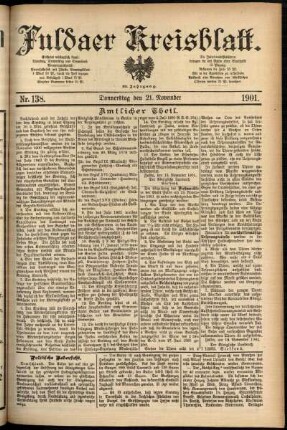 Erste Ausgabe vom Donnerstag, den 21. November 1901.