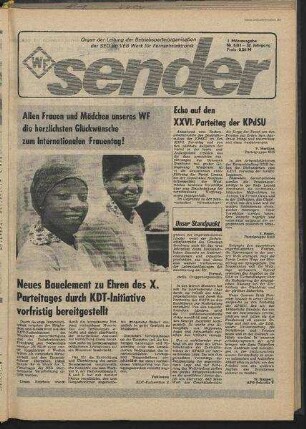 Betriebszeitung 'WF-Sender', Nr.8/1981 (1. Märzausgabe 1981)