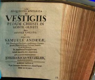Disquisitio hist. de vestigiis pedum Christi in monte Oliveti