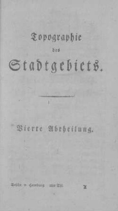 Topographie des Stadtgebiets. Vierte Abtheilung.