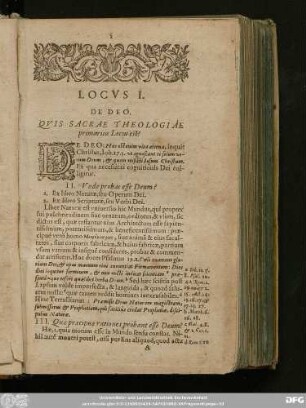 Locus I. De Deo.