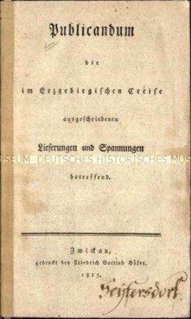 Bekanntmachung über die Schulterung der Kriegslasten im erzgebirgischen Kreis