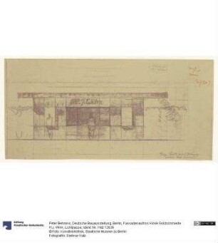 Deutsche Bauausstellung, Berlin, Fassadenaufriss Kiosk Goldschmiede H.J. Wilm, Lichtpause