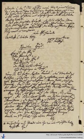 Brief von Johann Leonhard Hug an Franz Karl Grieshaber (30.03.1844)
