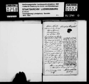 Gesuch des beurlaubten Soldaten der 1. Kompanie des 8. Infanterie-Regiments Jakob Friderich Haug, geb. 10.08.1793 in Wimsheim, erzogen in Friolzheim, um Aufnahme in das Bürgerrecht zu Friolzheim oder Wimsheim zwecks häuslicher Niederlassung