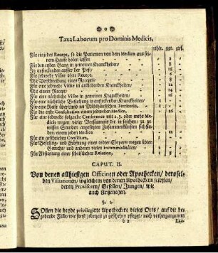 Caput. II. Von denen allhiesigen Officinen oder Apothecken [...]
