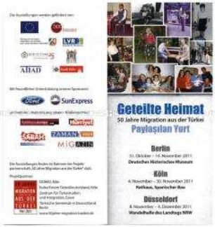 Informationsblatt zur Wanderausstellung "Geteilte Heimat" anlässlich 50 Jahre Migration aus der Türkei