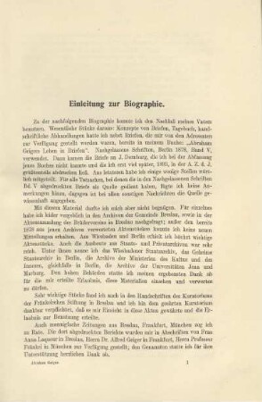 Einleitung zur Biographie