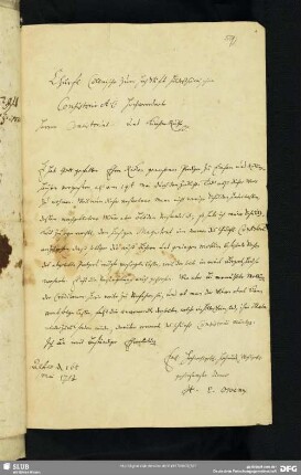 59) (Bericht von H. E. Owenn an dasselbe d. d. Alfeld, 16. Mai 1753.)
