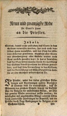 M. Tullius Cicero's Reden, Sechster Theil