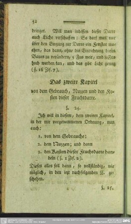 Das zweite Kapitel von dem Gebrauch, Nuzzen und den Kosten dieser Fruchtdarre