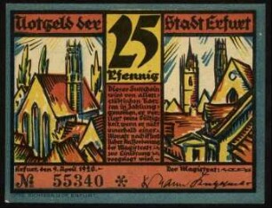 25 Pfennig Notgeld der Stadt Erfurt