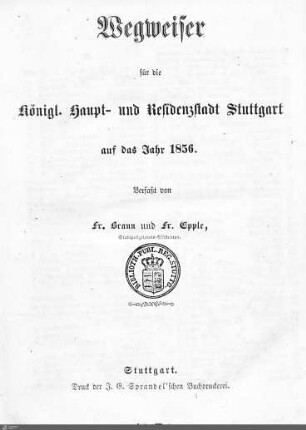 1856: Stuttgarter Adressbücher, 1856