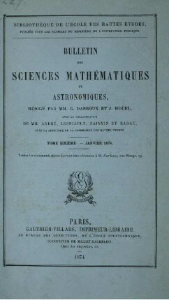 Tome Sixième. - Janvier 1874.