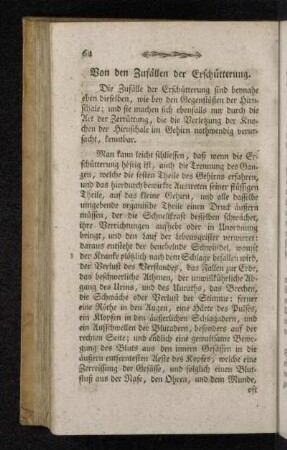 Von den Zufällen der Erschütterung.