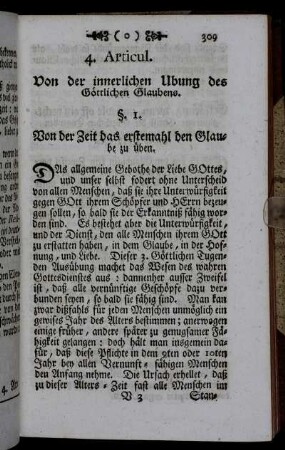 4. Articul. Von der innerlichen Ubung des Göttlichen Glaubens.