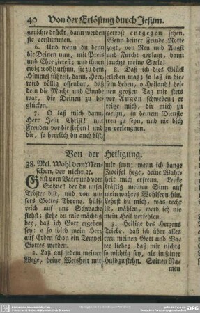 Von der Heiligung