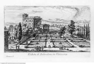 Varie vedute di Roma Antica, e Moderna Disegnate e Intagliate da Celebri Autori, Tafel [47]: Veduta di Belvedere in Vaticano