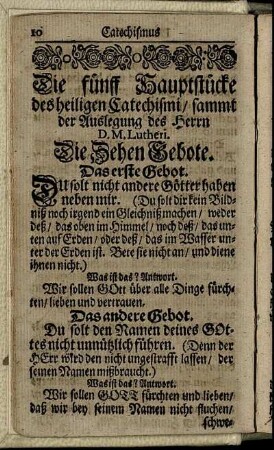 Die fünff Hauptstücke des heiligen Catechismi / sammt der Auslegung des Herrn D. M. Lutheri.