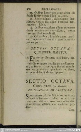 Sectio Octava
