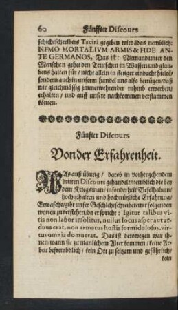 Fünfter Discours Von der Erfahrenheit.