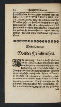 Fünfter Discours Von der Erfahrenheit.