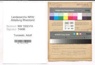 Entnazifizierung Adolf Turowski, geb. 10.03.1899 (Einzelhändler)