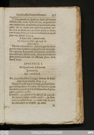 Appendix I. De Cognoscenda Syllabarum Quantitate.