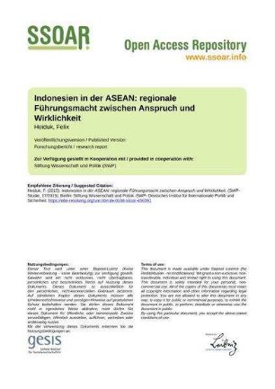 Indonesien in der ASEAN: regionale Führungsmacht zwischen Anspruch und Wirklichkeit