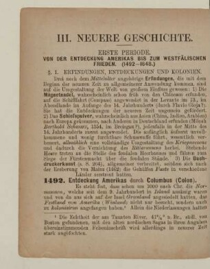 Erste Periode. Von der Entdeckung Amerikas bis zum Westfälischen Frieden (1492 - 1648.)