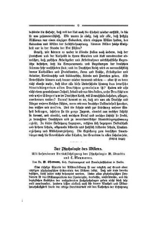 Zur Psychologie des Willens : mit besonderer Berücksichtigung der Psychologie W. Wundts und E. Meumanns