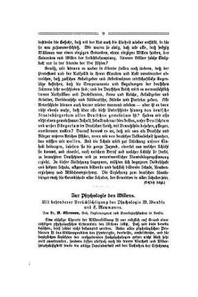 Zur Psychologie des Willens : mit besonderer Berücksichtigung der Psychologie W. Wundts und E. Meumanns