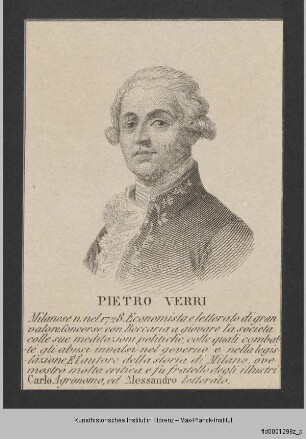 Folge von Bildnissen : Männerbildnisse, Gelehrte, Schriftsteller und Geistliche : Bildnis des Pietro Verri
