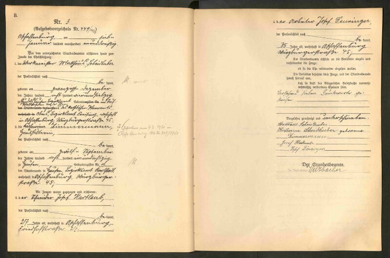 Standesamtsbuch der Stadt Aschaffenburg: Eheschließungen 252/1930 - 130/1931