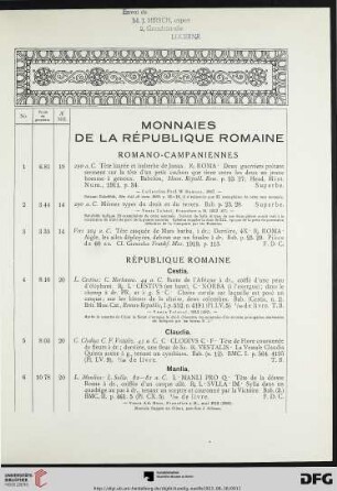 Monnaies de la République Romaine (Nr. 1-342)