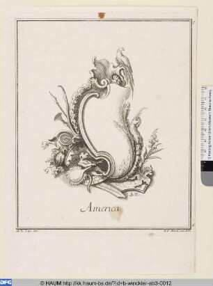 Neu inventirte Schilde Dritter Theil. Troisieme Livre de Cartouches, Blatt 6: America