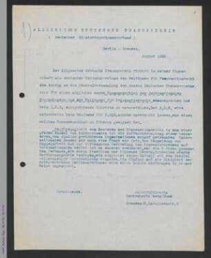 Anträge des ADF an den BDF