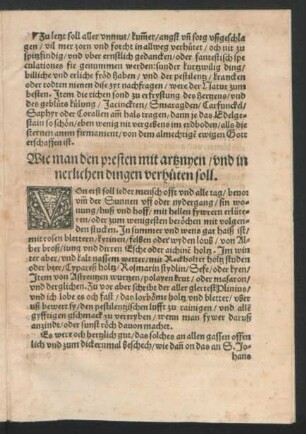 Wie man den presten mit atzneyen/ und innerlichen dingen verhüten soll