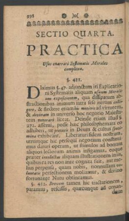 Sectio Quarta. Practica Usus enarrati Systematis Morales complexa