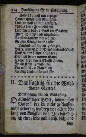 II. Danksagung für die Wohltaten Gottes.