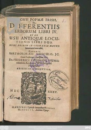 Ausonii Popmae Frisii, De Differentiis Verborum Libri IV. Et De Usu Antiquae Locutionis Libri Duo