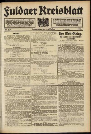 Ausgabe vom Donnerstag, den 07. Oktober 1915.
