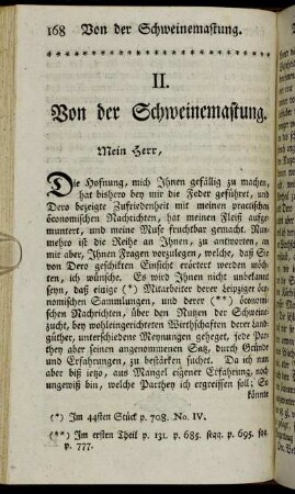 II. Von der Schweinemastung.